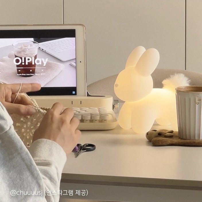 젤리래빗 무드등 토끼 수유등 실리콘 터치 인테리어 조명, 화이트 젤리래빗 무드등 토끼 수유등 실리콘 터치 인테리어 조명, 화이트