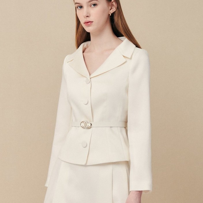 지고트 JR3A0JK141벨티드 페플럼 클래식 자켓 재킷