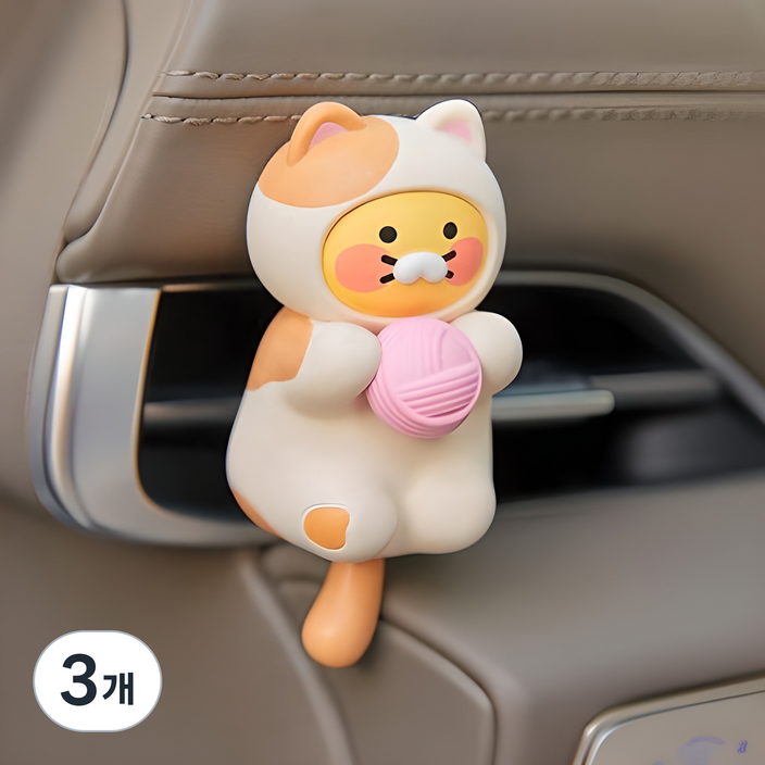 카카오프렌즈 냥냥고양이 춘식이 차량용방향제 캐릭터 송풍구형 피규어 디퓨져 새차선물 귀여운차량용품, 3개, 플로랄