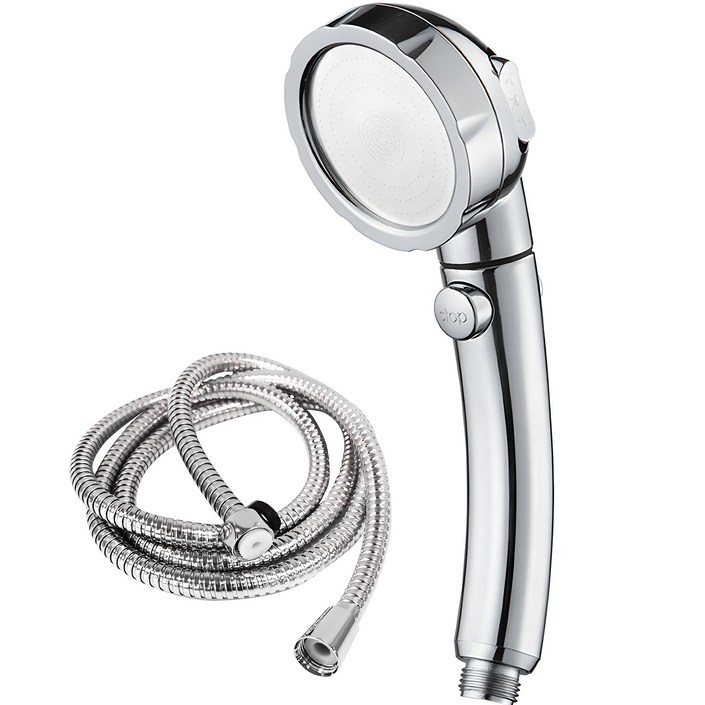 리빙이프 3단 온오프 강력 절수 샤워기  샤워줄 2m