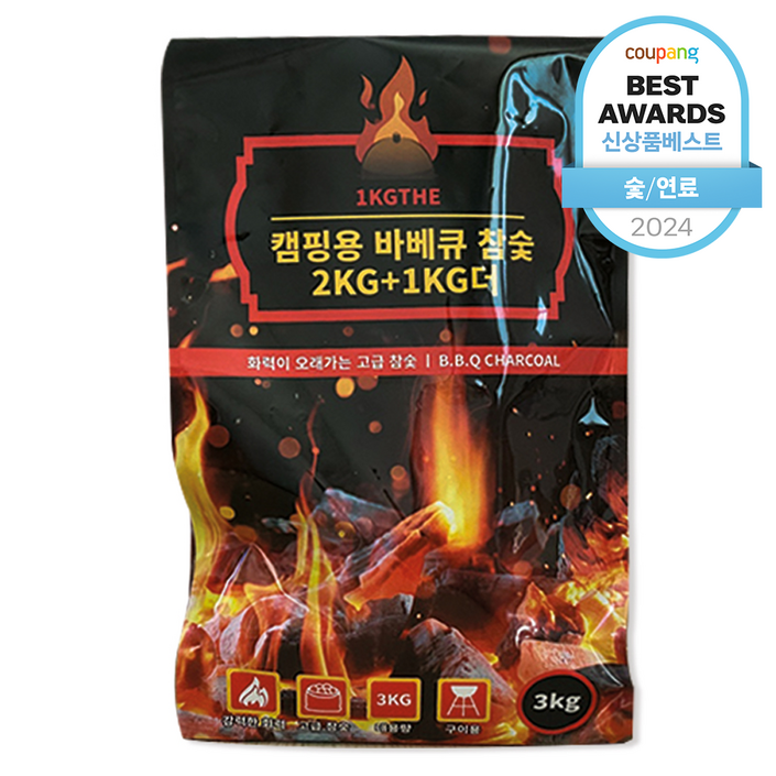1KGTHE 캠핑용 바비큐 참숯, 3kg, 1개