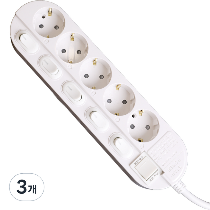 오성정밀 개별 스위치 멀티탭 5구 OSMT5, 2m, 단일 색상, 3개