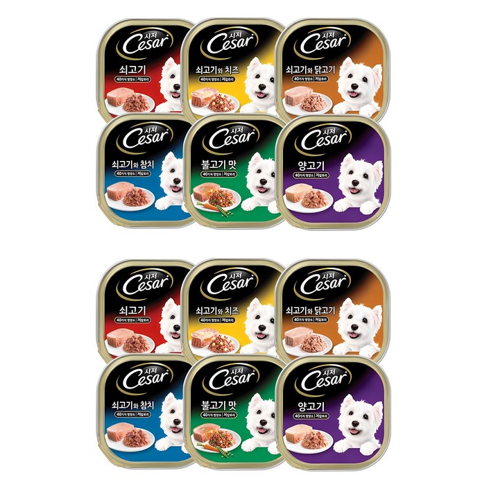 시저 1세 이상 강아지 버라이어티팩 습식사료, 혼합맛, 100g, 1세트