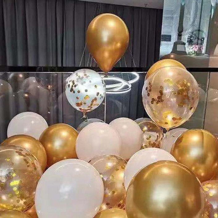 뷰라뷰 파티풍선 50p  공기펌프  10m 리본 세트