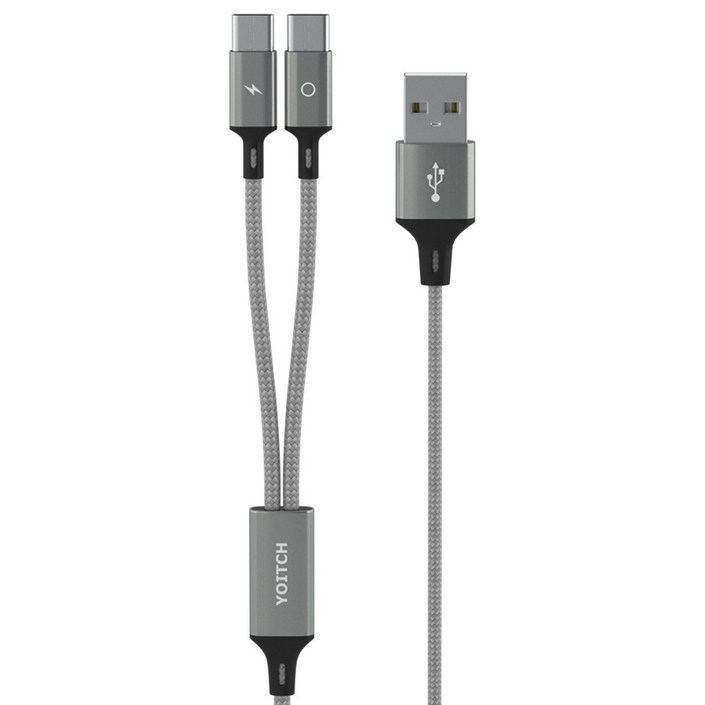 요이치 마운틴 로그 c타입 아이폰 2in1 고속 멀티 충전 케이블 cc, 170cm, 메탈, 1개