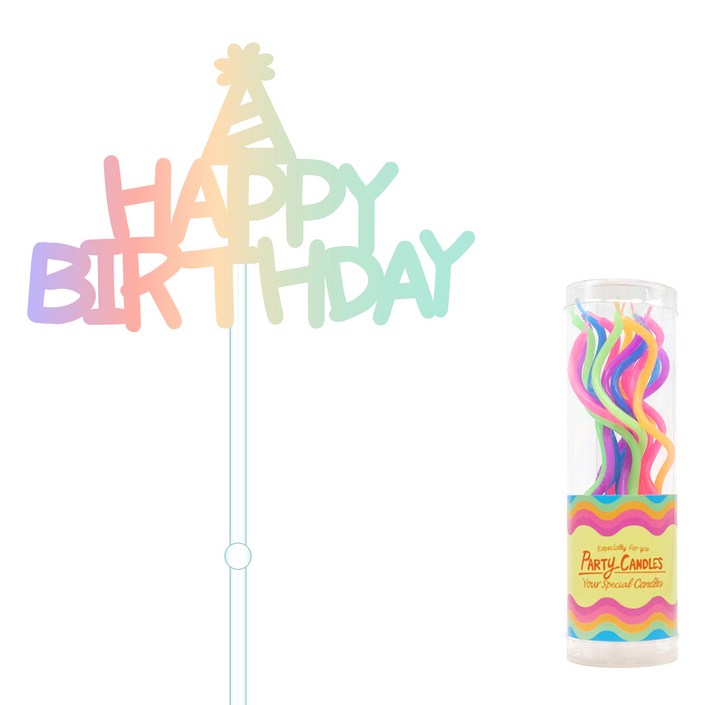 올댓파티 HAPPY BIRTHDAY 생일 케이크 토퍼  생일초 세트