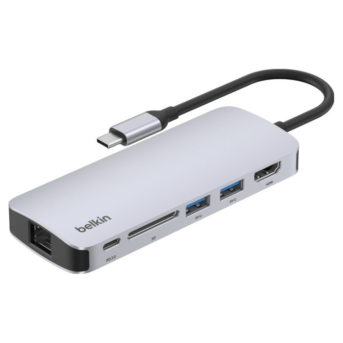 벨킨 connect USB C 6in1 멀티 포트 허브 어댑터 AVC008fqSGY V2 벨킨 connect USB C 6in1 멀티 포트 허브 어댑터 AVC008fqSGY V2