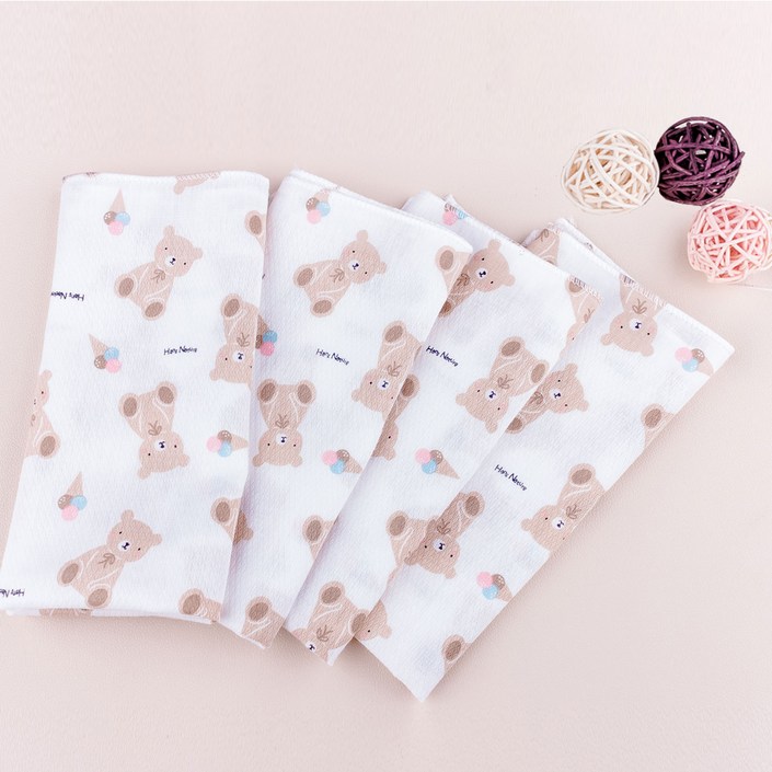 한스네이처 신생아용 캐릭터 가제 엠보 손수건 10p