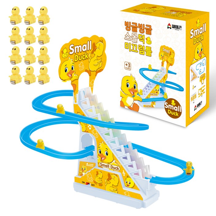 재미존 빙글빙글 스몰덕 미끄럼틀 작동완구 세트, 혼합색상, 1세트