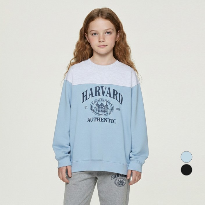 하버드키즈 아동용 컬러블럭 스쿨 맨투맨 HJCCMTF14273