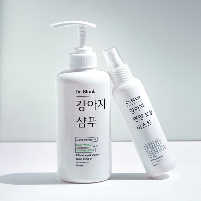 닥터블랭크 반려견 저자극 샴푸 500ml 미스트 150ml 세트 플럼레인향, 1세트