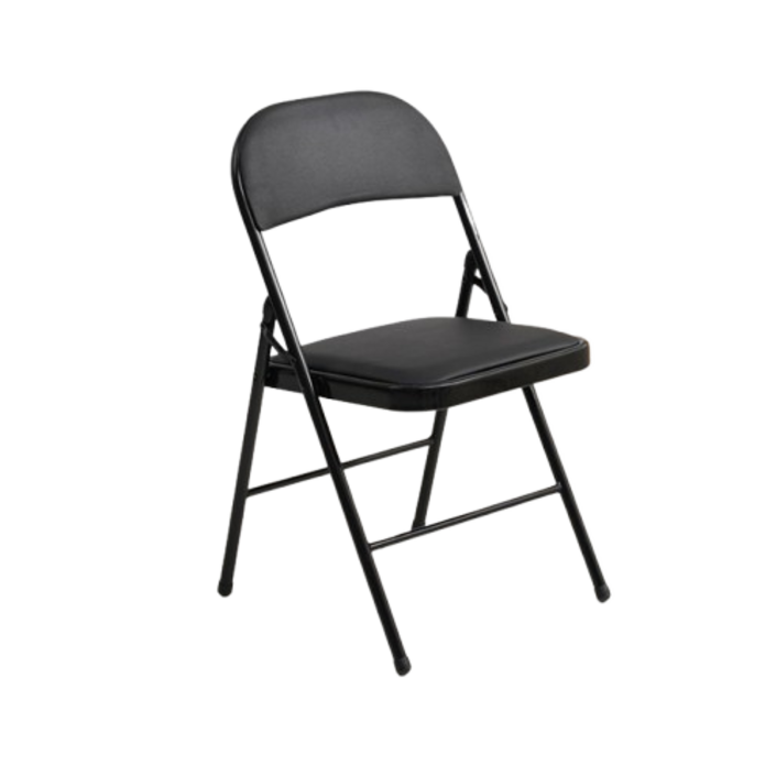 오브민 프리미엄 푹신한 가죽 쿠션 튼튼한 접이식 폴딩체어, 블랙, 1개