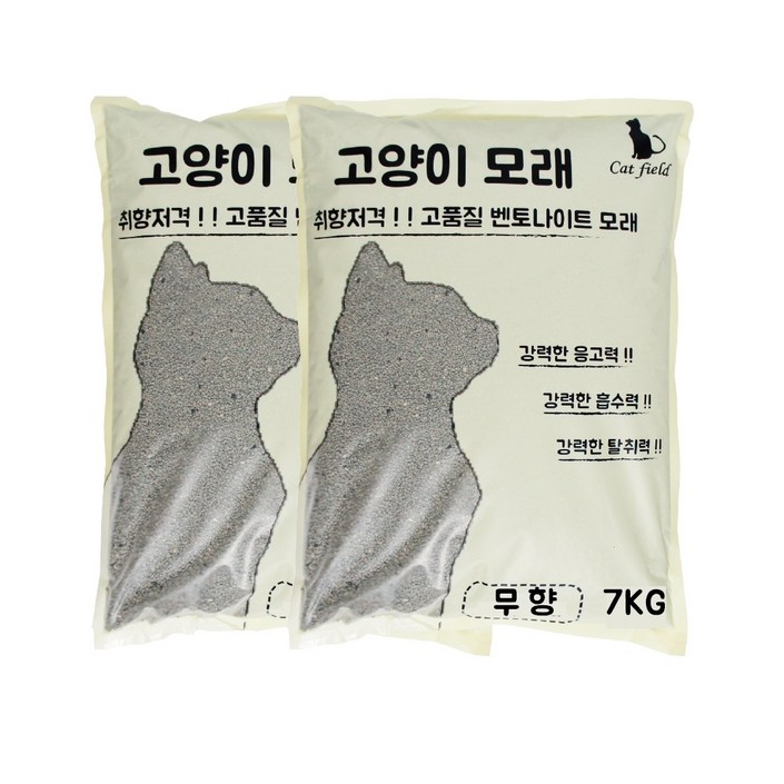 캣필드 벤토나이트 고양이모래 무향, 7kg, 2개, 무향