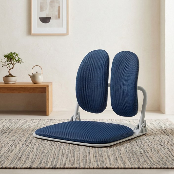 듀오백 폴딩형 패브릭 좌식의자 온돌 D922, 블루, 1개