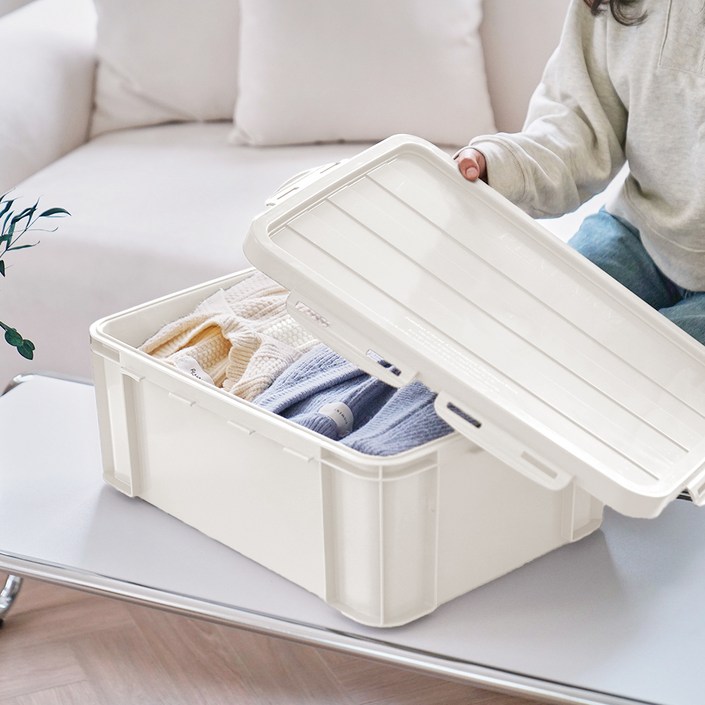 플라팜 국내 제조 탱크 밀폐 리빙박스, 아이보리, 1개