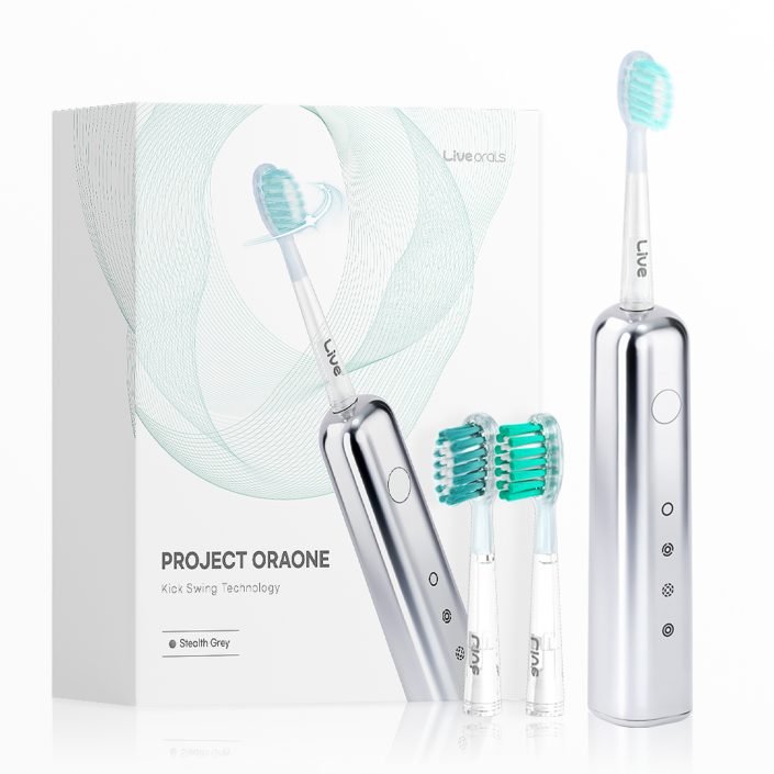 라이브오랄스 프로젝트 오라원 음파 방수 무선 전동칫솔  칫솔모 3p 세트, 스텔스 그레이전동칫솔, 1세트, PORAONE25