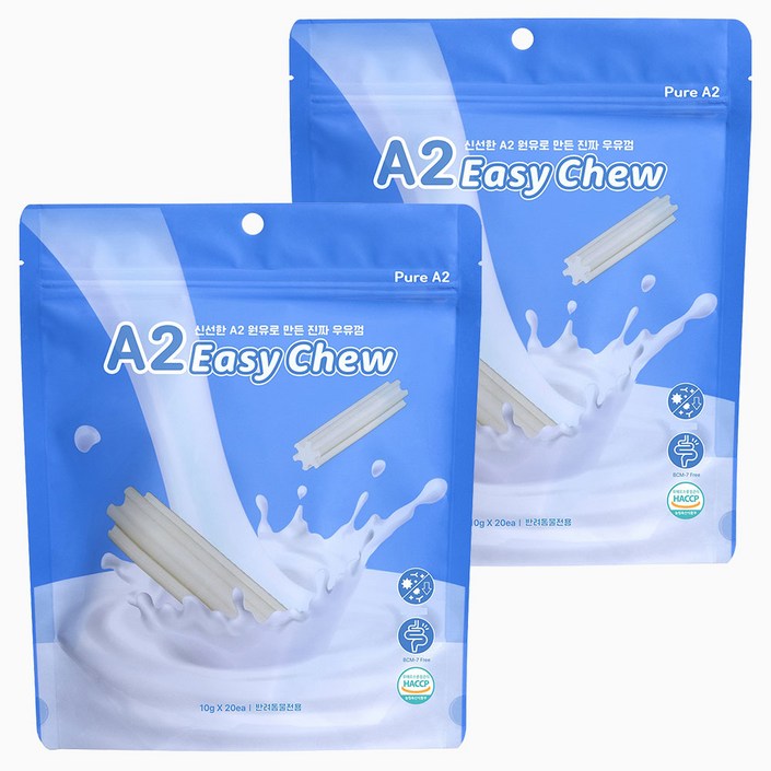 PureA2 반려동물 이지츄 덴탈껌 20p, 우유, 200g, 2개