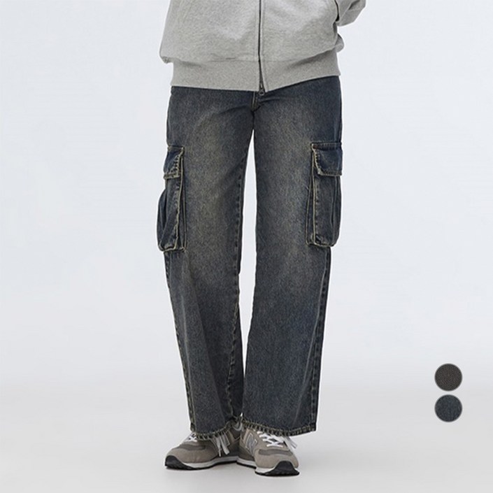 스파오 여성용 카고 와이드 진 면 팬츠 SPTJF23G57