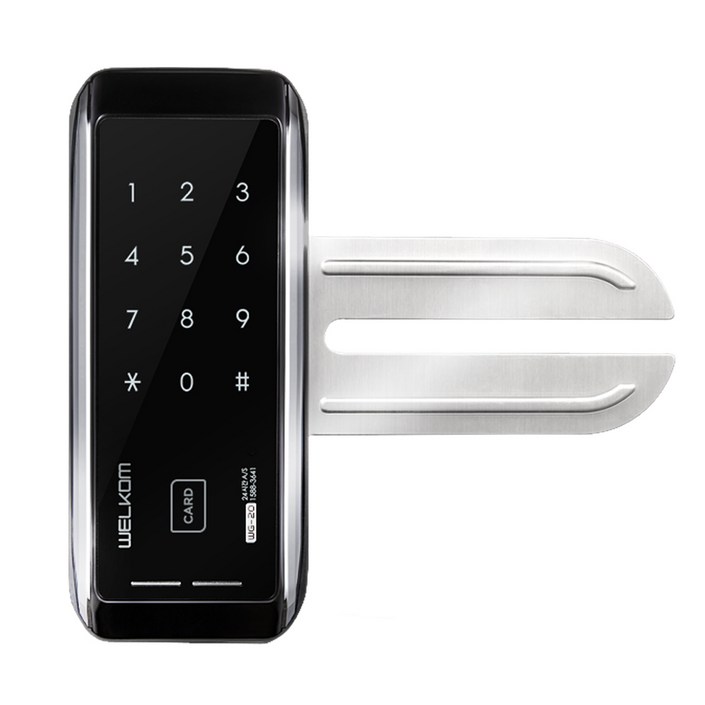 솔리티 웰콤 유리문 전용 스마트 보조키 손잡이 없음 도어락 WG20
