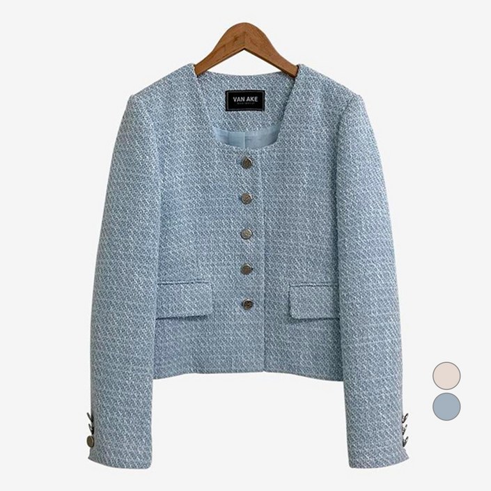 반에이크 여성용 칼라리스 트위드 자켓