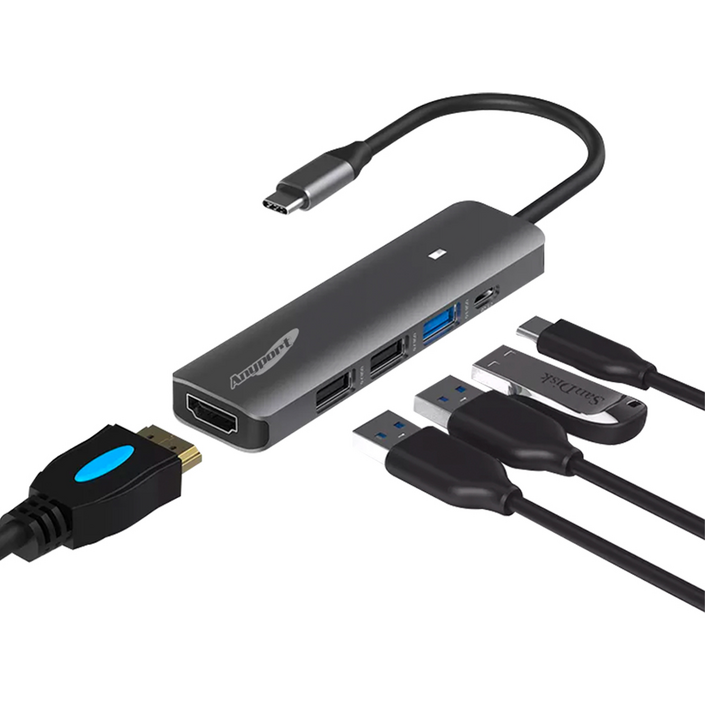 애니포트 5포트 USB 허브 C타입 맥북 삼성 덱스 미러링 멀티포트 APTC51PH, 혼합색상, 1개 애니포트 5포트 USB 허브 C타입 맥북 삼성 덱스 미러링 멀티포트 APTC51PH, 혼합색상, 1개