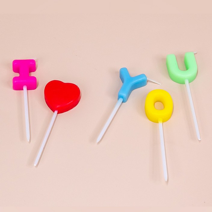 제이팩토리 이벤트 케이크 아이러브유 생일초 세트, 2개, 무향, 30.8g