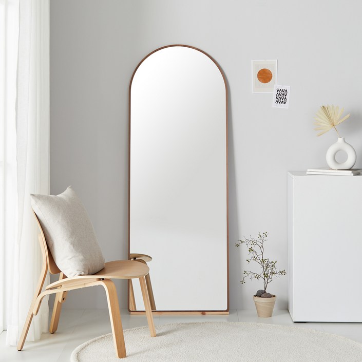 데코퍼니쳐 우드 아치형 스탠드 전신거울
