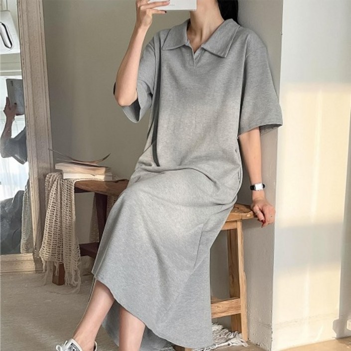 PK 카라 반팔 캐주얼 트레이닝 피케 롱 원피스