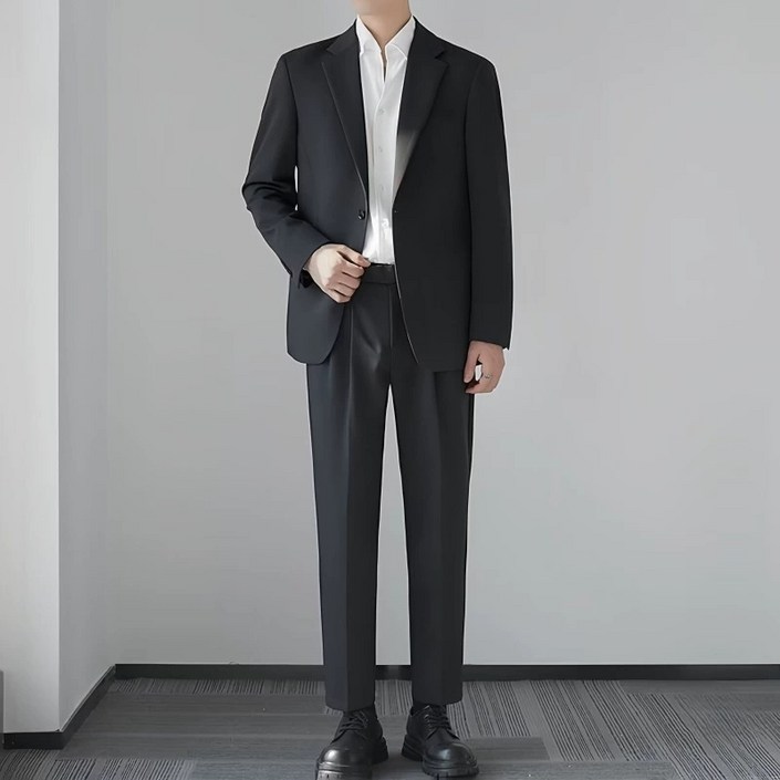 BLACK K7 남자 양복 투피스 남성 면접 결혼식 캐주얼 세미 정장 세트