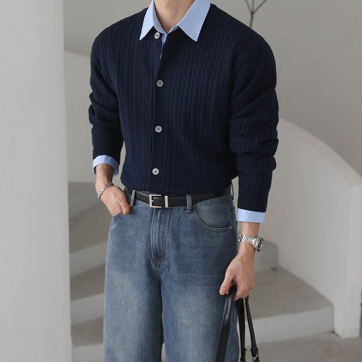 라운드 케이블 꽈배기 오버핏 부드러운 니트 가디건9color 라운드 케이블 꽈배기 오버핏 부드러운 니트 가디건9color