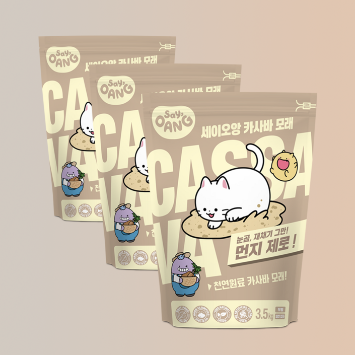 세이오앙 카사바 고양이 모래 3.5kg 3개입 10.5kg, 무향, 3개, 3.5kg