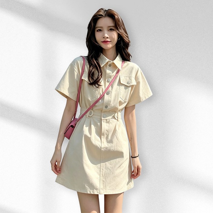 KDNC 여성 원피스 여름 A라인 셔츠 스타일 캐주얼 데일리