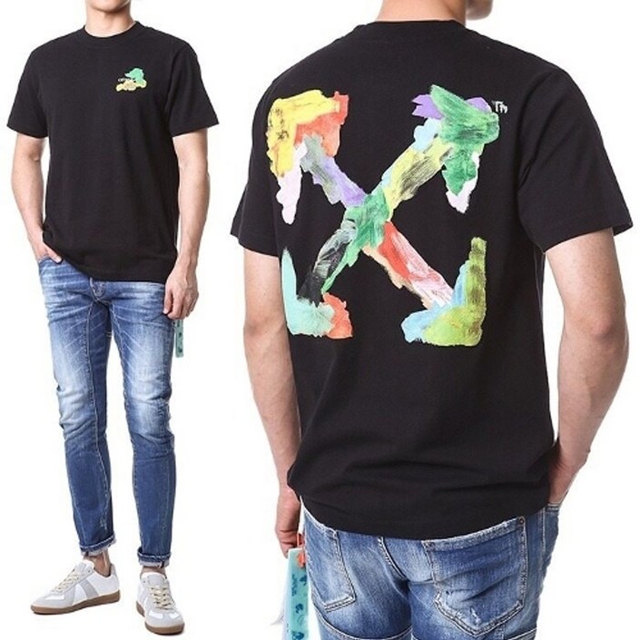 OFFWHITE 명품오프화이트 브러쉬 페인팅 애로우 티셔츠OMAA027S 23JER004 1084