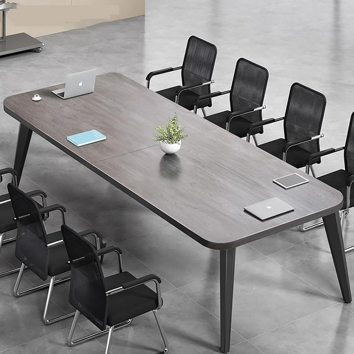 오피스 사무용 회의실 테이블 468인용 사각 회의용책상 상담 세미나 연수용 작업책상, 회색 상판블랙 다리