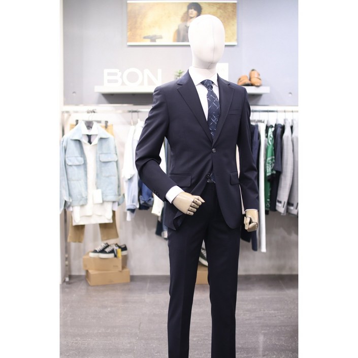 BON 정장 EBESJ002NY 네이비 솔리드 울스판 기본 수트