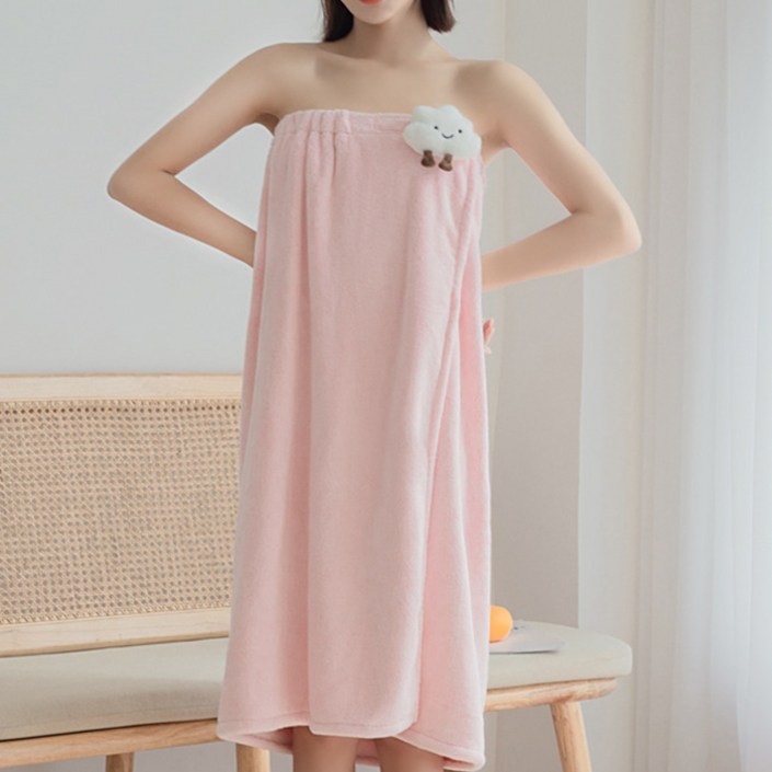 주디앤 젤라 여성 수건 샤워 가운, 핑크구름, 1개