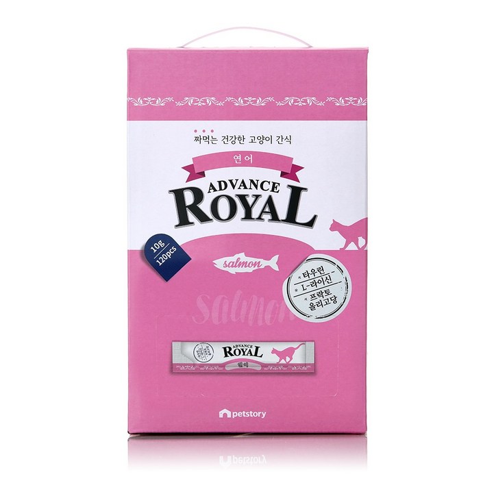 로얄 어드밴스 스틱, 짜먹는 고양이 간식, 120개, 10g, 연어