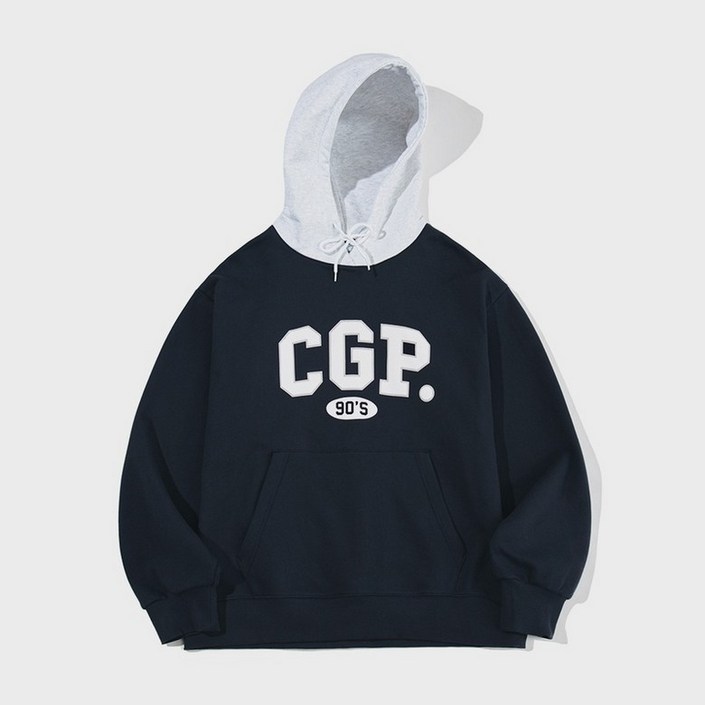 코드그라피 90S CGP 믹스 배색 후드티네이비