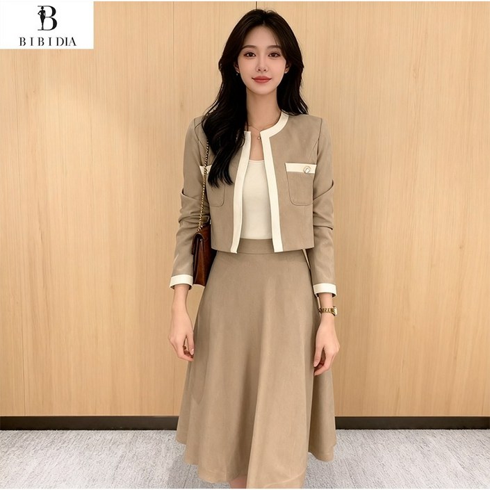 비비디아 여성용 자켓 롱스커트 투피스 세트 오피스룩 하객룩 출근룩 세트업5565