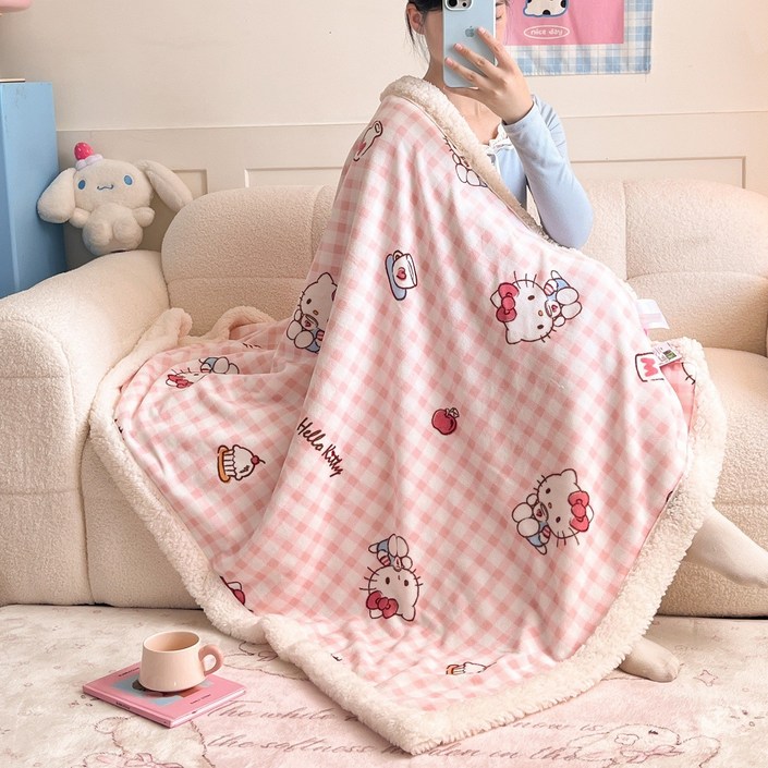 LOVEND 산리오 이중담요 두꺼운 낮잠담요 무릎담요 다용도담요 성탄절선물