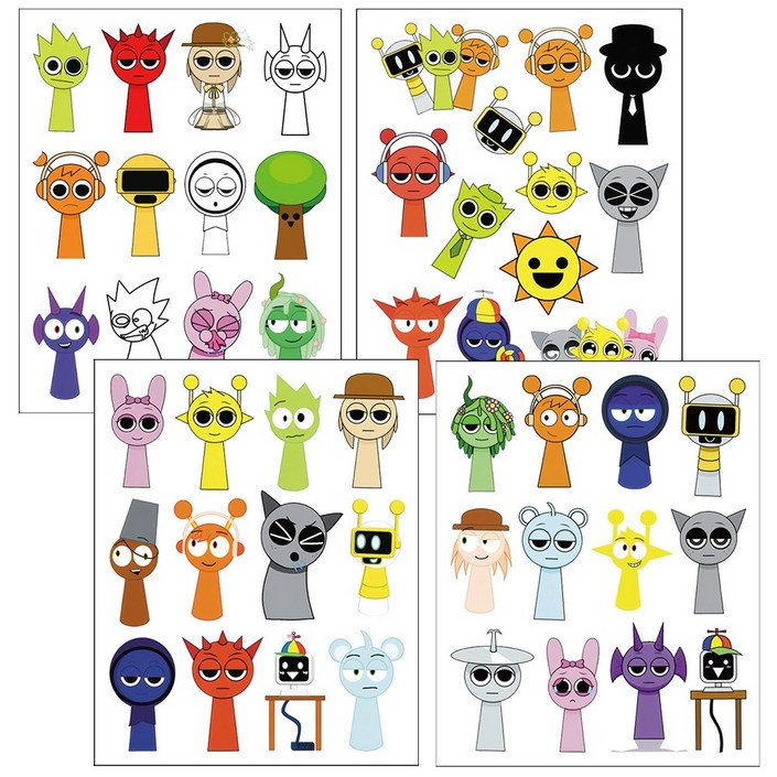 Sprunki 스프런키 판박이 스티커 4종 S250318