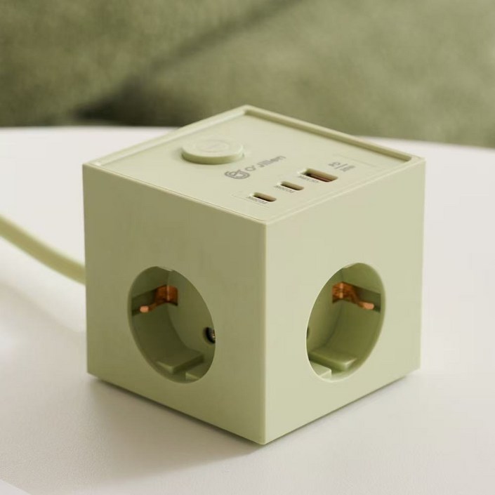 오지렌 고성능 USB C타입 고속충전 고용량 큐브 멀티탭 콘센트, 그린PD20W