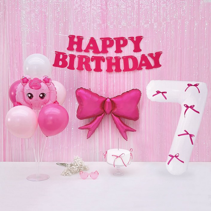 파티아일랜드 HBD 하츄핑 리본 파티 세트 티니핑 공주 생일 풍선, 1세트, 숫자 7 파티아일랜드 HBD 하츄핑 리본 파티 세트 티니핑 공주 생일 풍선, 1세트, 숫자 7