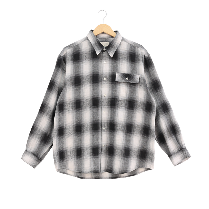 플로우옴므 겨울 따뜻 두꺼운 체크 플란넬 오버핏 셔츠 남방