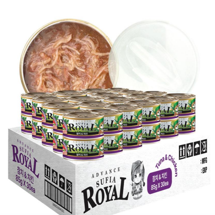 어드밴스 로얄 수피아 7종 85g x 30개입 고양이 캔 길냥이 통조림 간식, 85g, 30개, 수피아 참치치킨