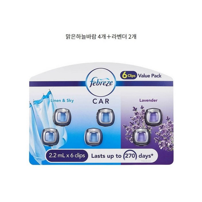 페브리즈 차량용 방향제 클립 2.2mlx6개, 6개