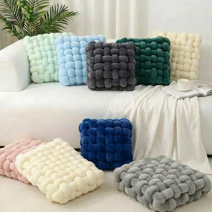 헤이하루 꽈배기쿠션 사각 자이언트얀쿠션 매듭쿠션 등쿠션, 페르시아그레이