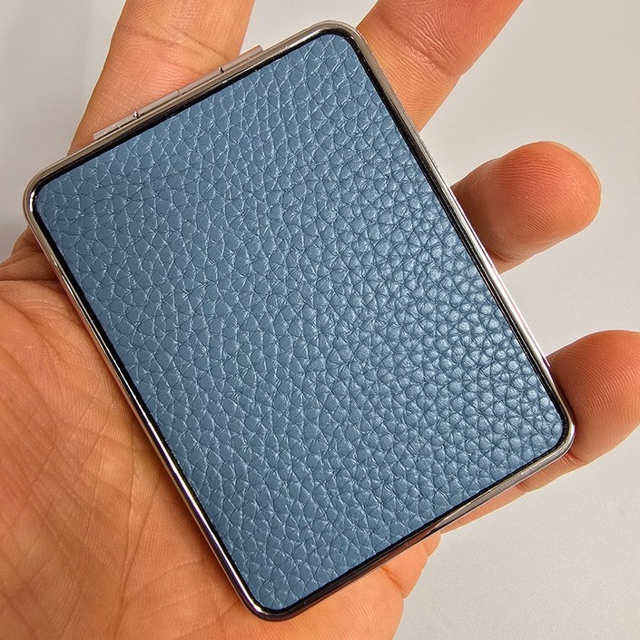 심플 가죽 접이식 휴대용 사각 미니 손거울 LMSP