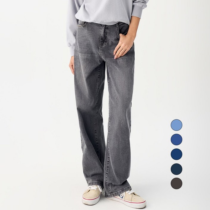 엘블로썸 여성 숏,기본,롱 스판 리얼 와이드 허리편한 히든밴드 청바지