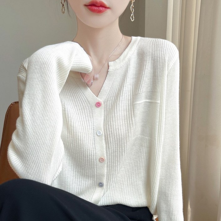 POMTOR 여성가디건 여성 니트 추동 스웨터